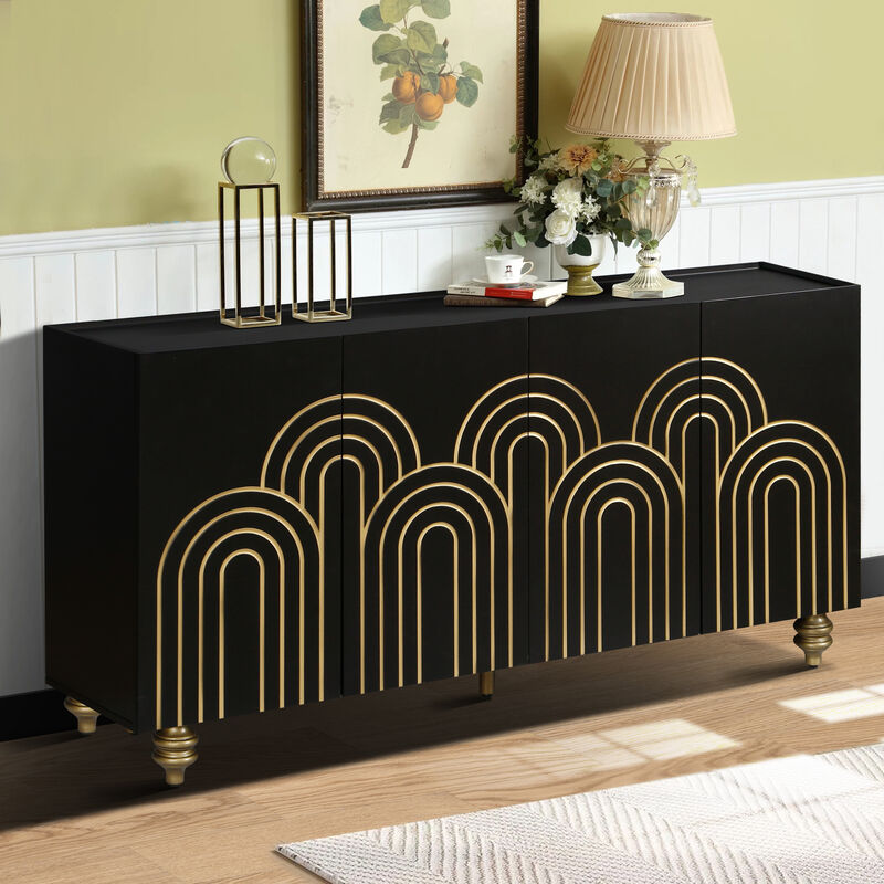 Merax Modern Fluted Sideboard Buffet Storage Cabinet