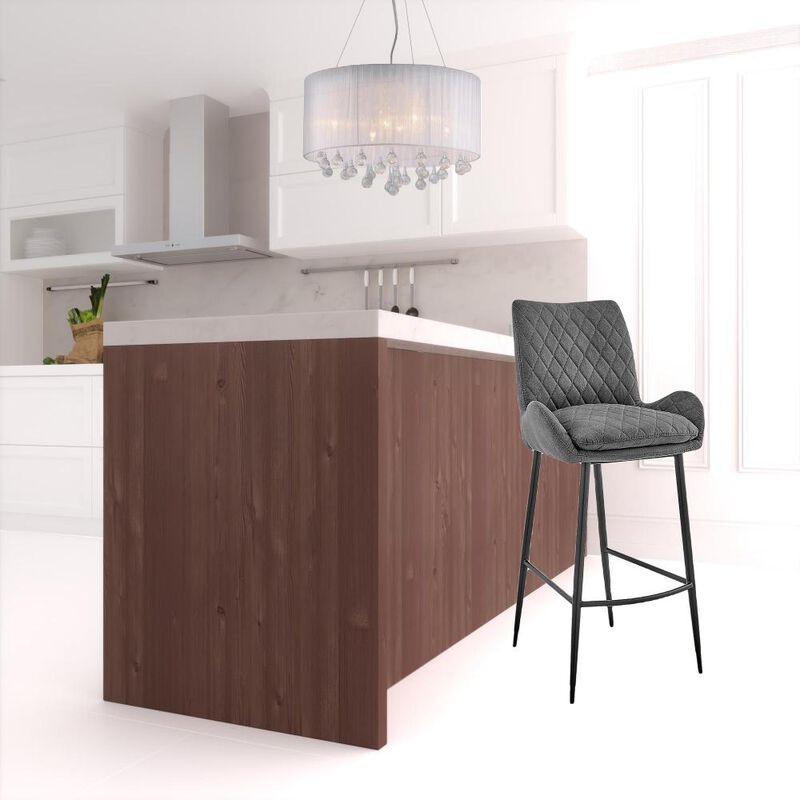 Hivvago 31 Inch Charcoal And Black Iron Bar Height Bar Chair