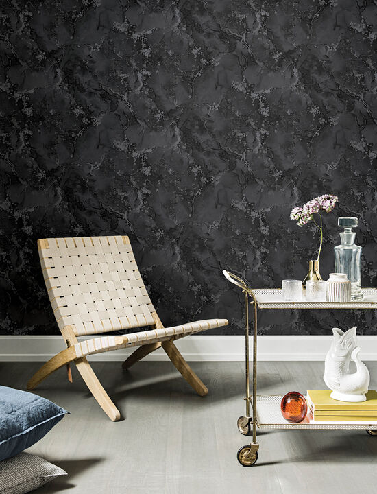 Grandin Black Marbled Wallpaper