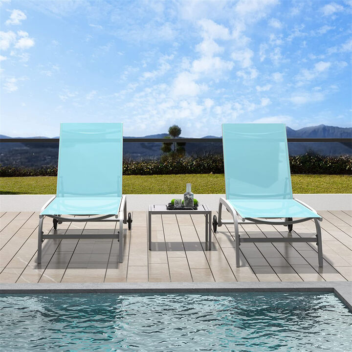 Streamdale Turquoise Blue Outdoor Chaise Lounge Set