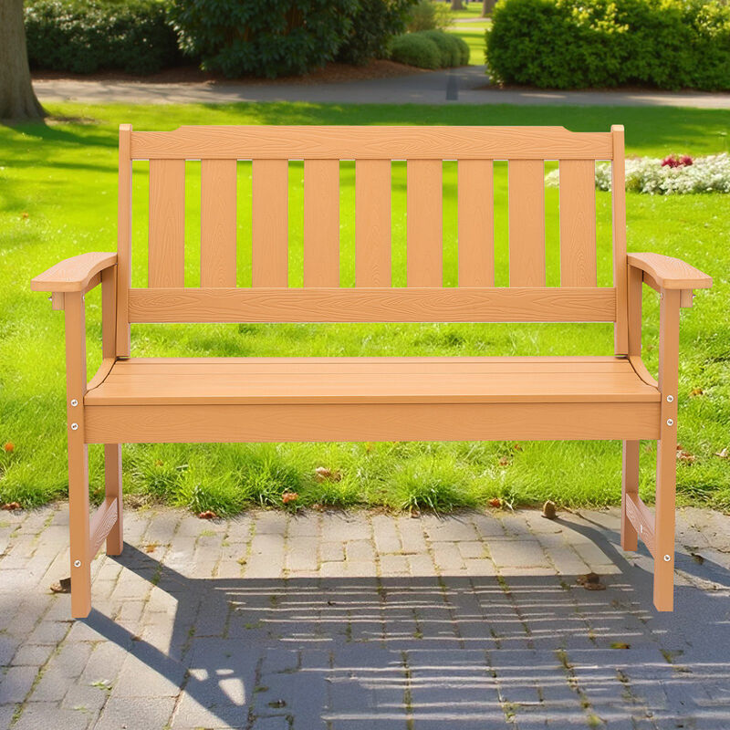 Patio Garden Bench for 2-3 Persons, Weatherproof Frame with Armrests image number 1