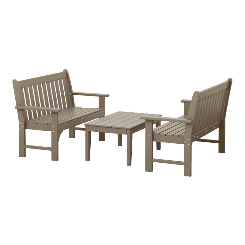 WestinTrends 3-Piece HDPE Outdoor Patio Furniture Couch and Coffee Table Set