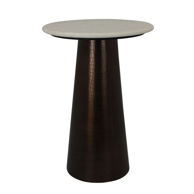 Plant Stand Accent Table, Bronze Metal, White Marble Top, 23 Inch image number 2