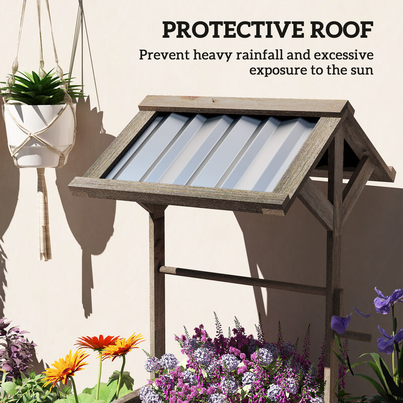 Hivvago Hexagonal Wooden Planter with Galvanized Canopy image number 4
