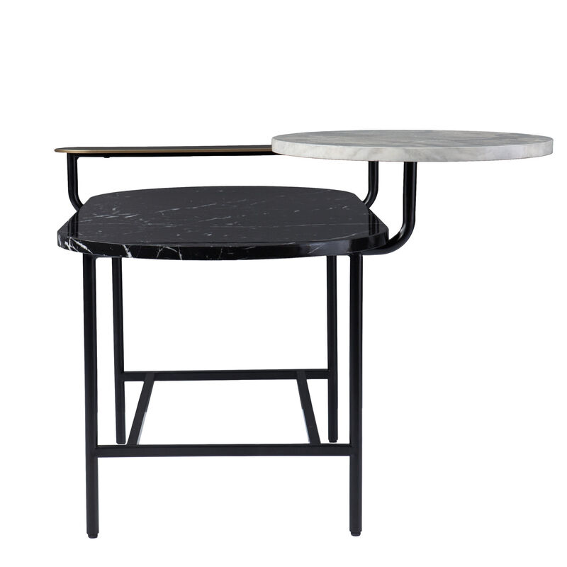 Hivvago 42 Inch  Black Faux Marble And Metal With Iron Coffee Table