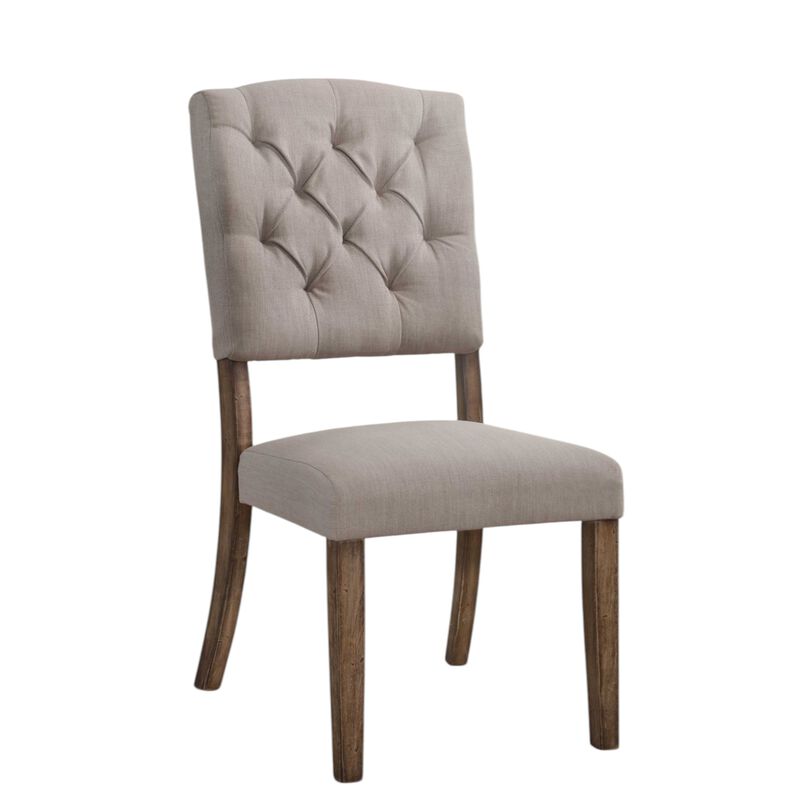 Set of 2 Tufted Upholstered Linen Open Back Dining Side Chairs for Dining Room