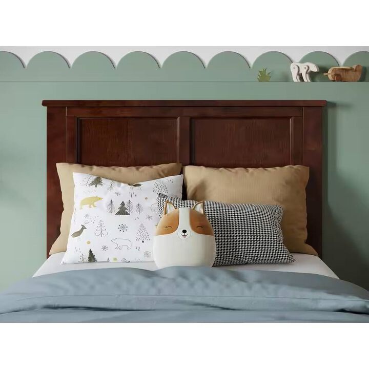 Elegant Traditional Panel Headboard – Warm Wood Finish