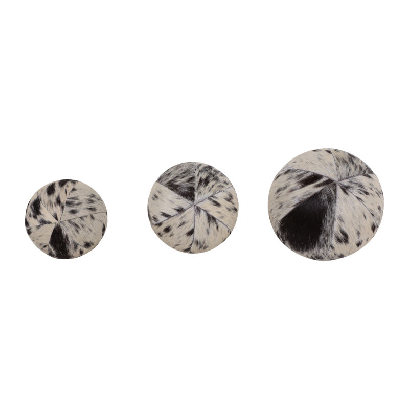 S/3 4/5/6" Hair On Hide Orbs, Black/ivory image number 0