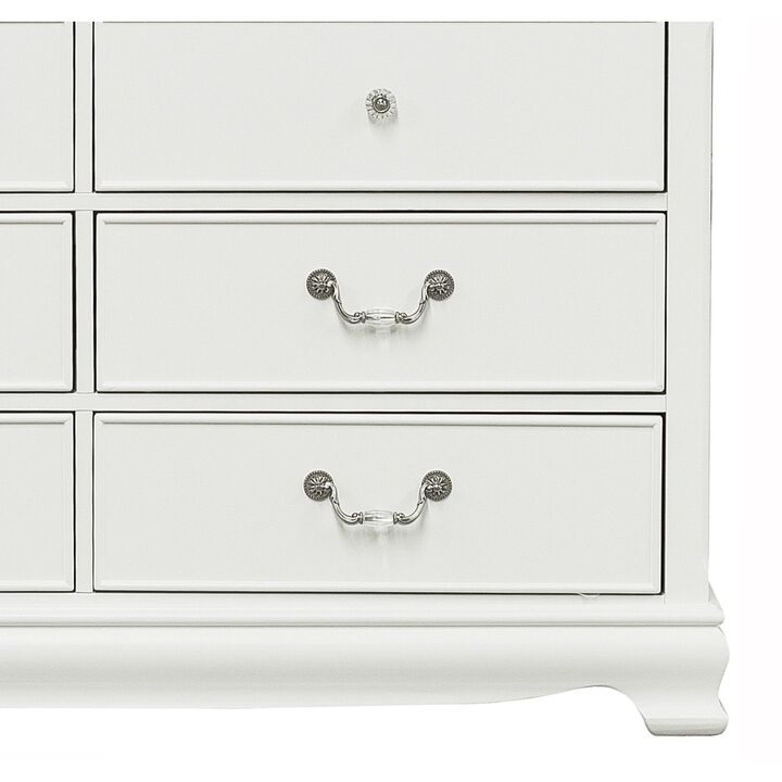 Classic Traditional Style Dresser of 6x Drawers White Finish Bedroom Antique Handles Wooden Furniture