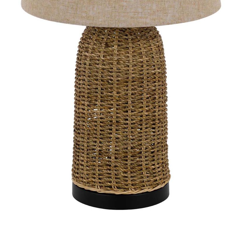 Table Lamp, Brown Drum Shade and Corn Leaf Wicker Woven Base, 24 Inch image number 6