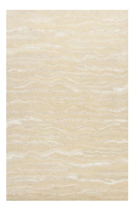 HomeRoots 8' X 10' Beige and Ivory Wool Abstract Hand Tufted Area Rug
