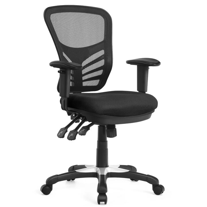 Costway Mesh Office Chair 3-Paddle Computer Desk Chair w/ Adjustable Seat Black