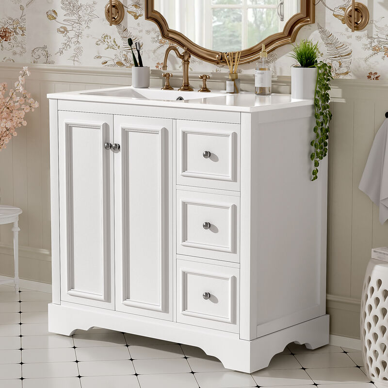 TATEUS 36-Inch Transitional Bathroom Vanity Ceramic Sink image number 1