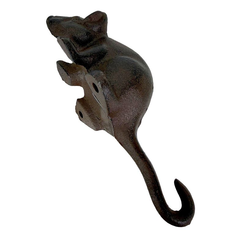 Set Of 4 Mouse Wall Hooks Distressed Brown Cast Iron 6 In Decorative image number 2