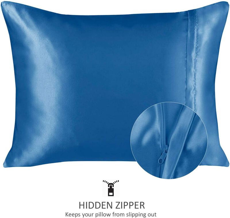 Satin Pillow Case with Zipper - Luxury Pillow Cover (Pillowcase Set of 2)