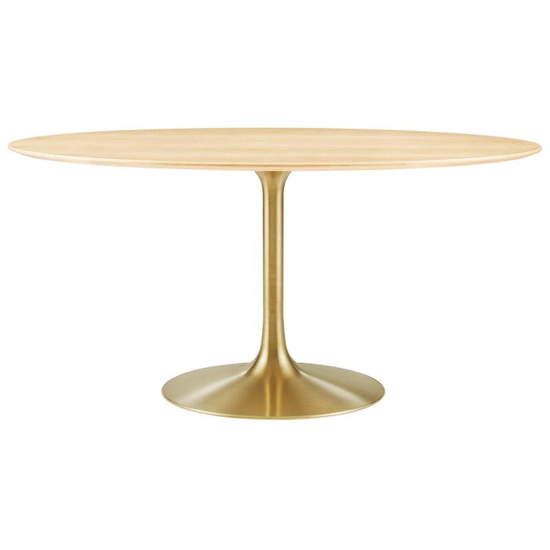 Modway - Lippa 60" Oval Wood Grain Dining Table Gold Natural