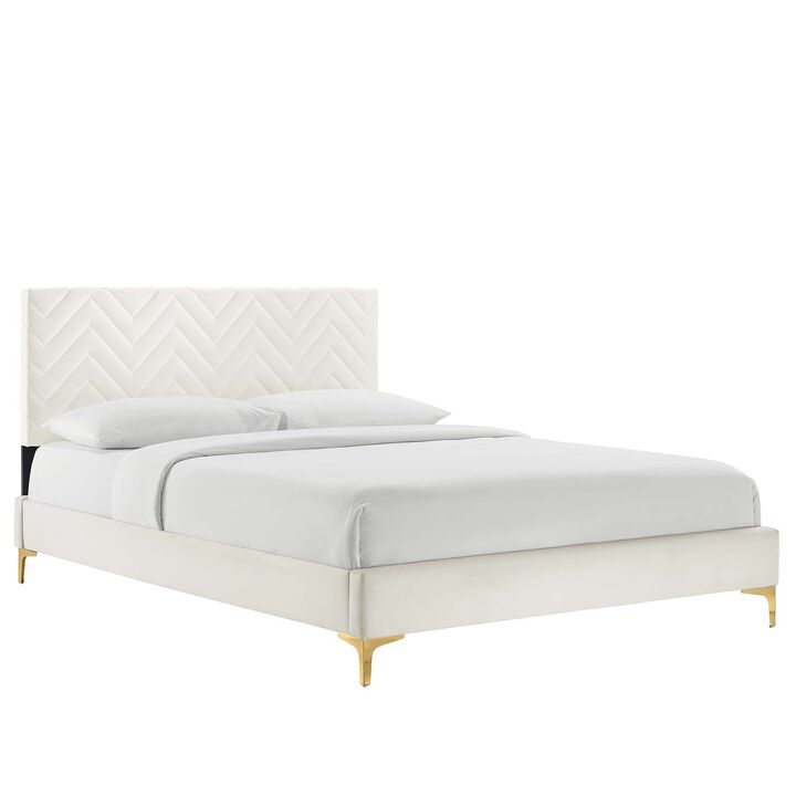 Modway - Leah Chevron Tufted Performance Velvet Full Platform Bed