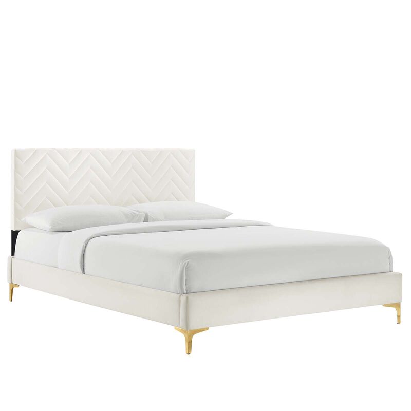 Modway - Leah Chevron Tufted Performance Velvet Full Platform Bed image number 0