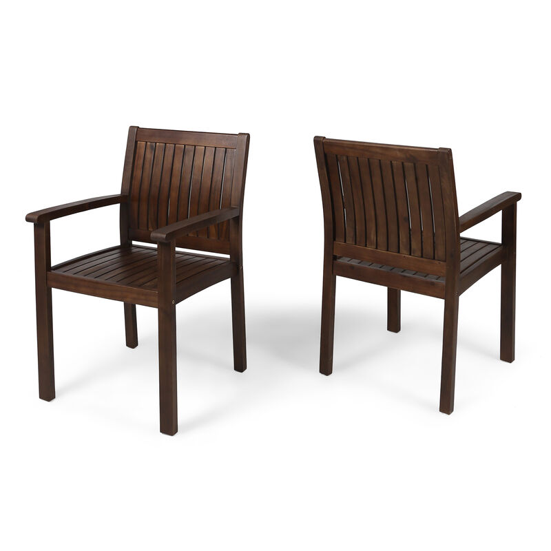 Merax Acacia Wood Outdoor Indoor Dining Chairs 2PCS