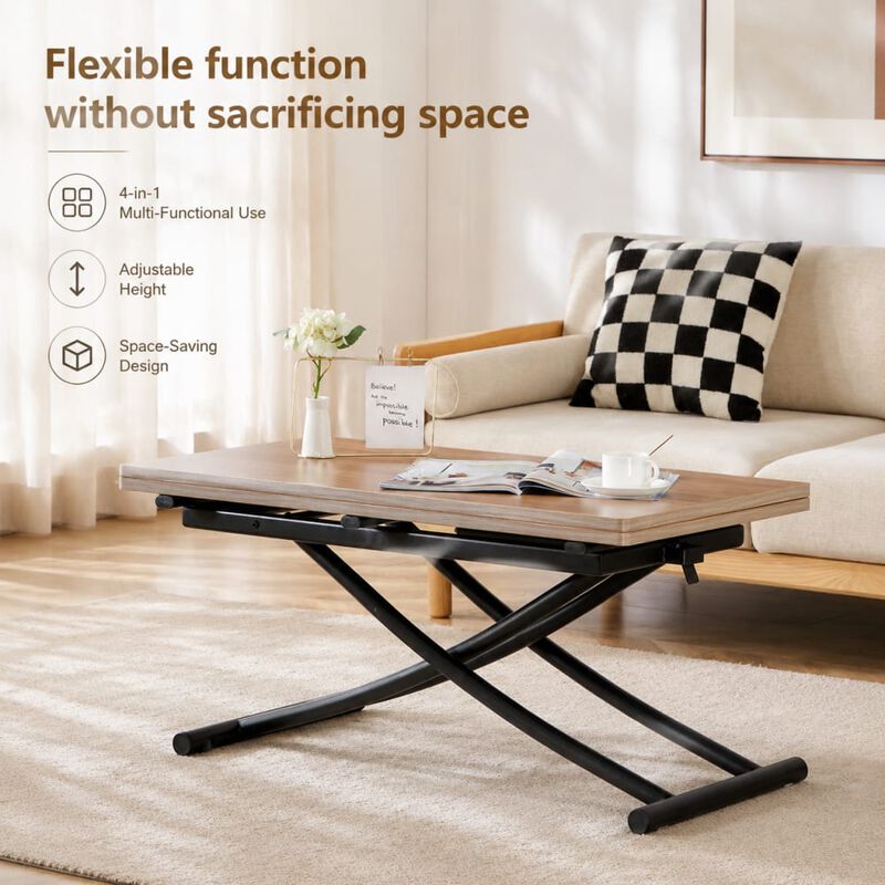 GOODSILO Multifunctional Adjustable Height Lifting Table Foldable Desktop for Home Office Dining Coffee Dressing Space Saving image number 4