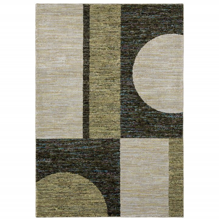 3 X 5 gold green charcoal Teal Blue Purple grey And Beige geometric Power Loom Stain Resistant Area Rug