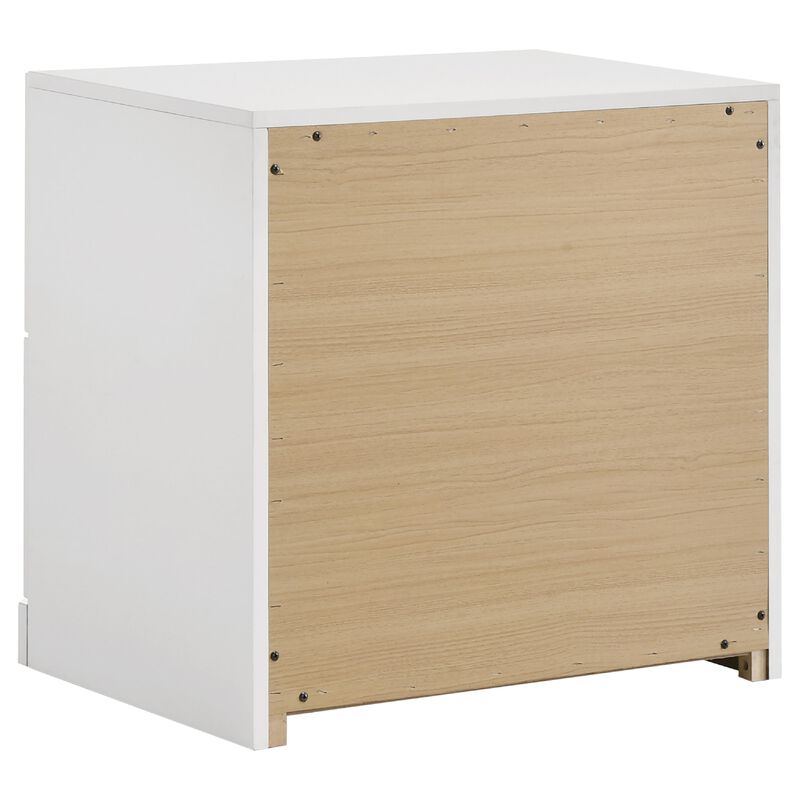 Orion Nightstand with 2 Drawers, Gold Metal Pulls, White Gloss Wood image number 5