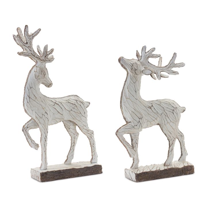 Set of 2 Resin Deer for Christmas Accent and Tabletop Decor