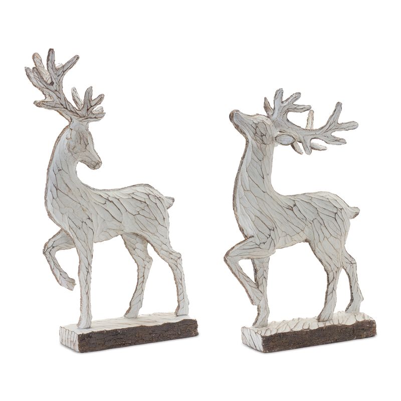 Set of 2 Resin Deer for Christmas Accent and Tabletop Decor