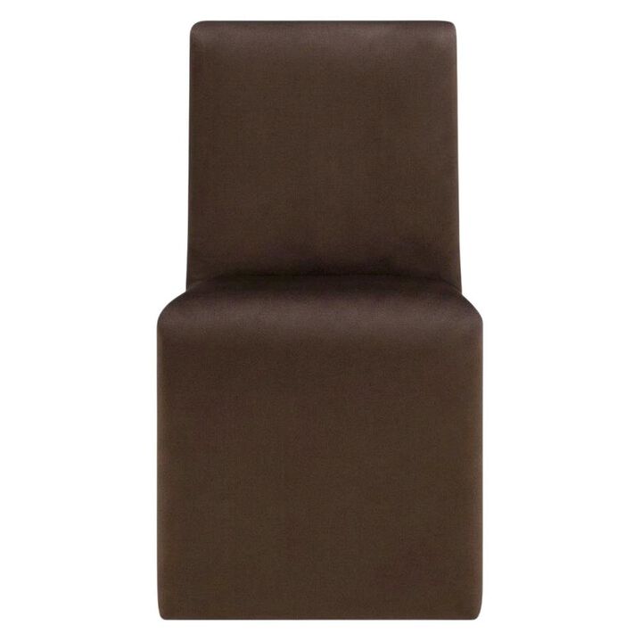 Upholstered Performance Velvet Dining Side Chair, Chocolate