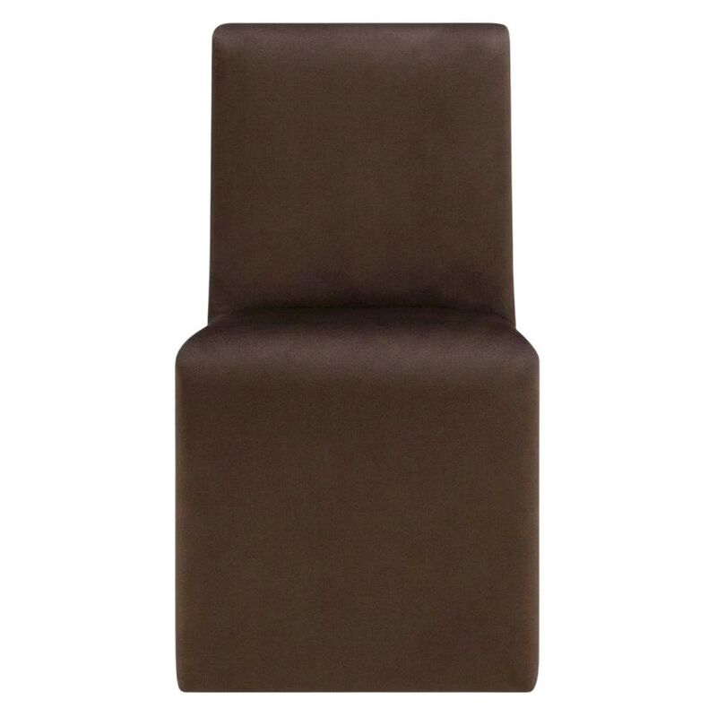 Upholstered Performance Velvet Dining Side Chair, Chocolate image number 0