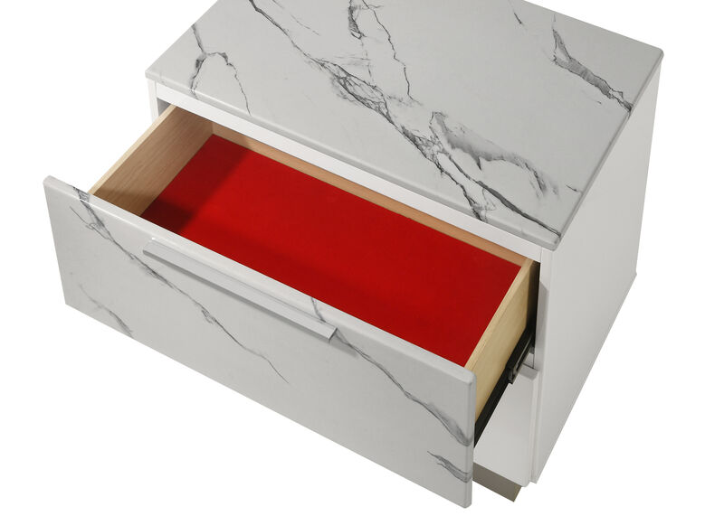 Lumirissiq Marble-Top 2-Drawer Nightstand image number 8