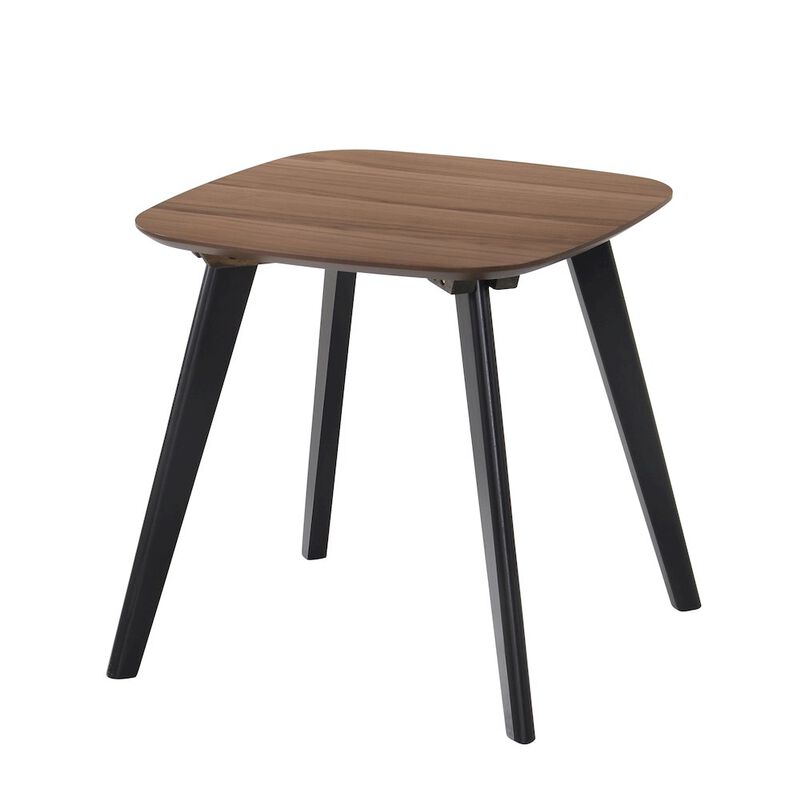 Omax Decor Dana Solid Wood End Table with Powder Coated Black Legs in Walnut