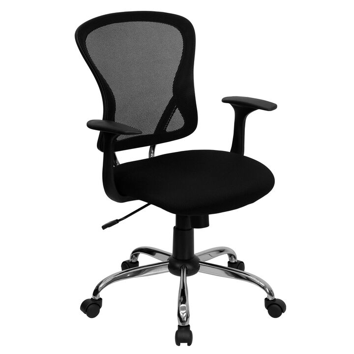 Alfred Mid-Back Dark Gray Mesh Swivel Task Office Chair with Chrome Base and Arms