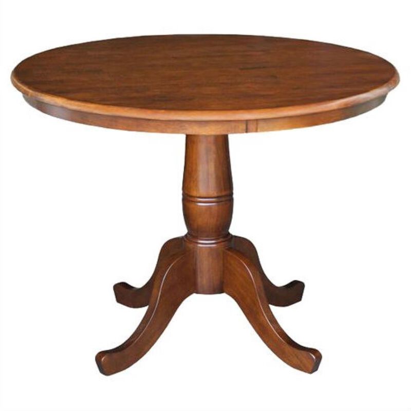 Hivvago Round 36-inch Pedestal Dining Table in Espresso Finish