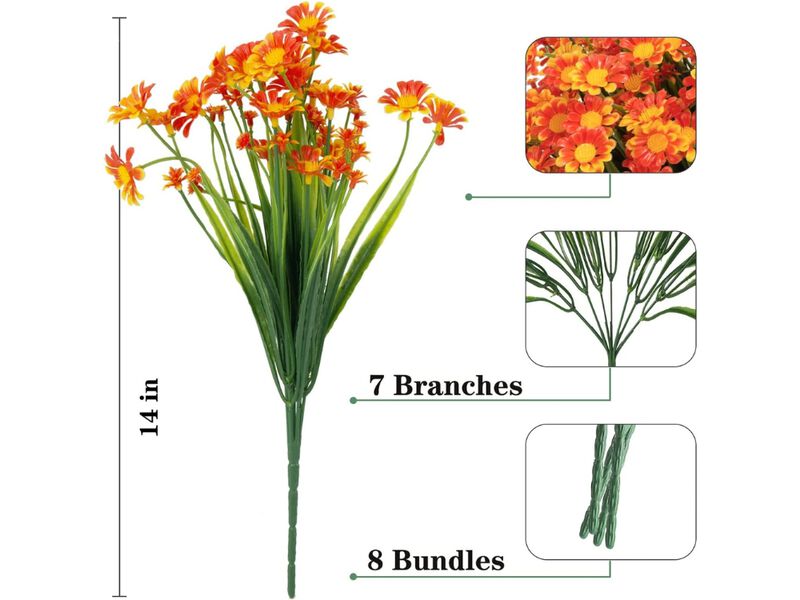 20 Bundle Orange Artificial Outdoor Plants UV Resistant Home Decor image number 2