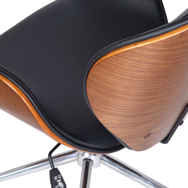 Minimalist Modern Faux Leather Office Chair with Curved Seat for Home or Office