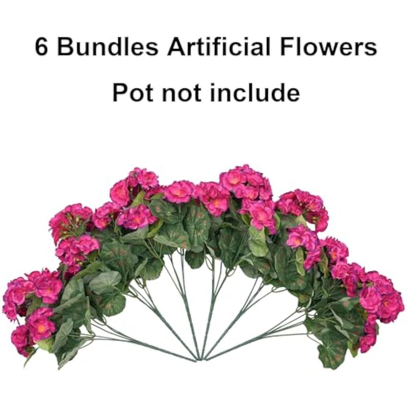6 Bundle Fuchsia Artificial Outdoor Plants UV Resistant Garden Porch Decor image number 3