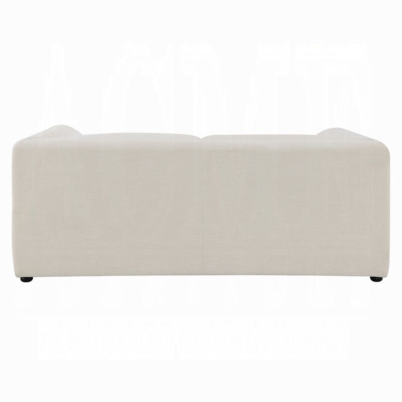 Kami Loveseat, Slim Pillow Armrests, Modern Ivory Linen, 76 Inch image number 2