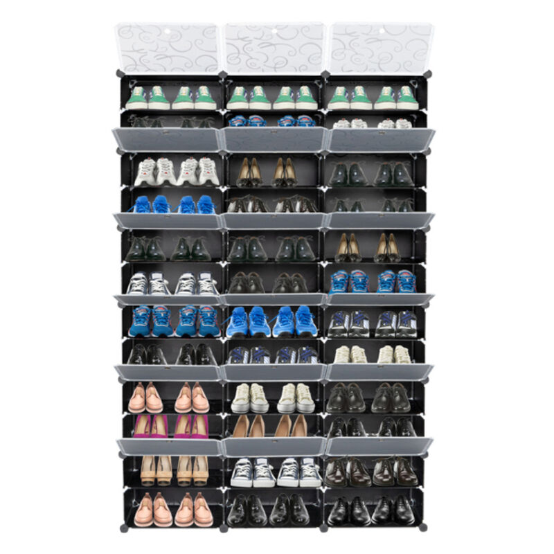 12-Tier Portable Shoe Rack Organizer, 72 Pair Storage Cabinet with 36 Grids for Heels, Boots, Slippers