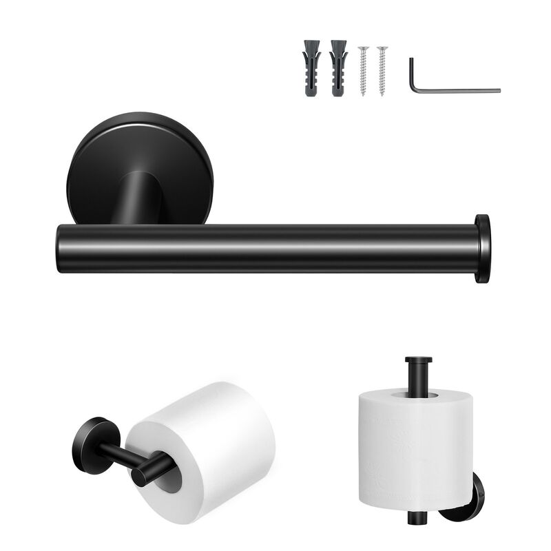 Wall Mount Toilet Paper Holder for Mega Rolls, Rust-Resistant Stainless Steel, Matte Black image number 6