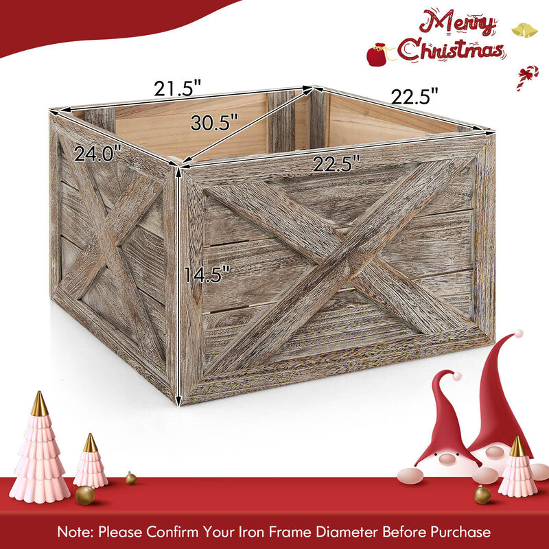 24 Inch Wooden Tree Collar Box with Hook and Loop Fasteners