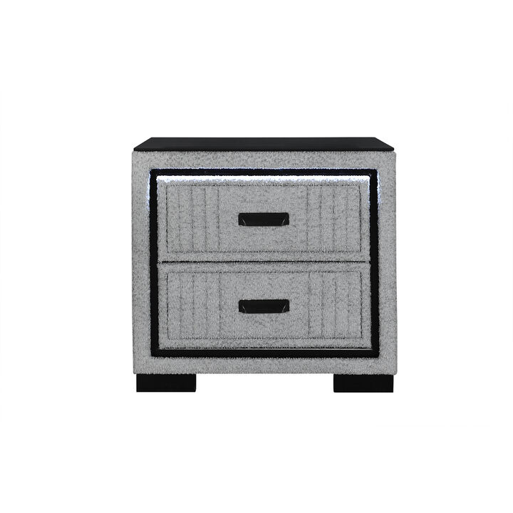 Isabella Grey LED Nightstand with Storage