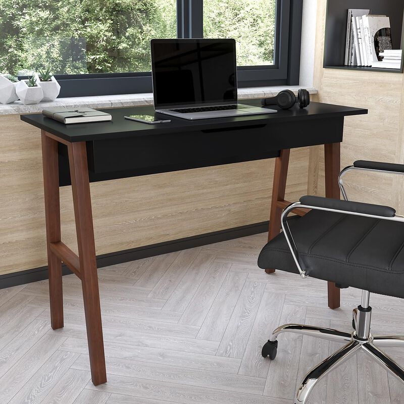 Flash Furniture Darla Computer Desk - Black Home Office Desk with Storage Drawer - 42" Long Writing Desk for Bedroom