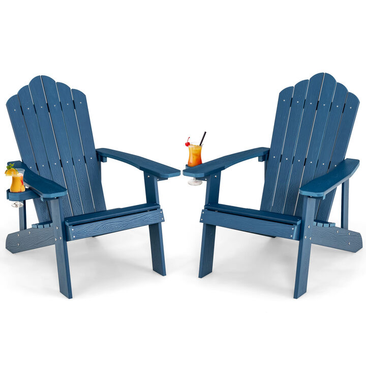 Set of 2 Adirondack Chairs with Ergonomic Design for Outdoor Spaces
