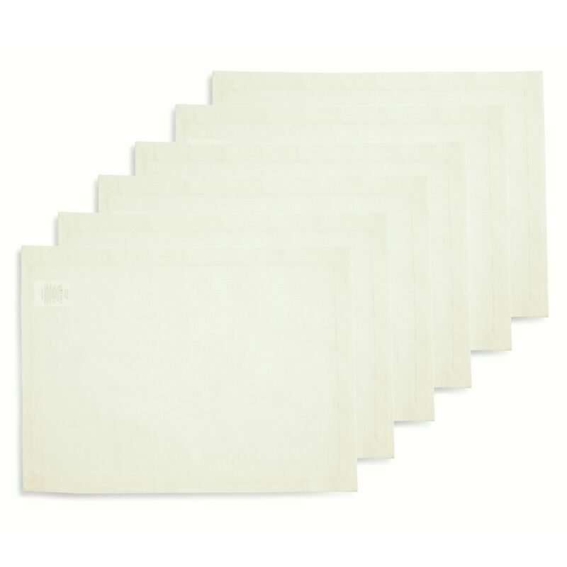 Solino Home Dru &ndash; Cotton Linen Plain Placemats &ndash; Set of 6, 14 x 19 in, Machine Washable, Holiday and Everyday Dining