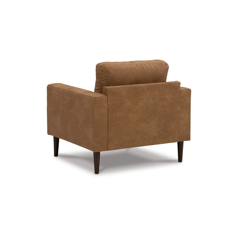 Tely 36 Inch Accent Chair, Transitional, Soft Caramel Brown Faux Leather image number 3