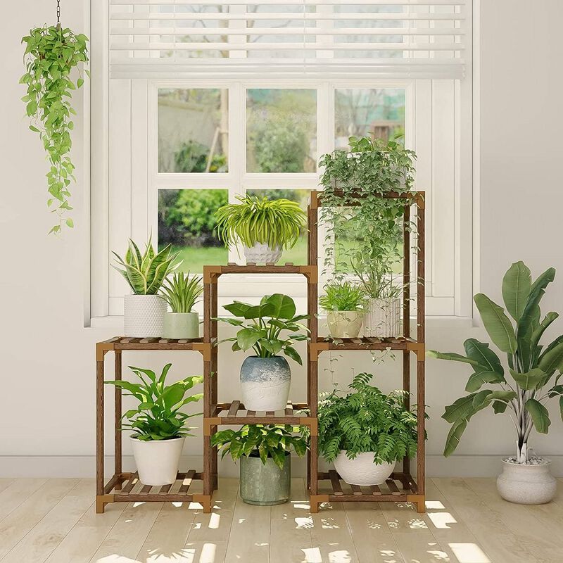QuikFurn 3-Tier Indoor Outdoor Wooden Plant Stand Planter Shelf