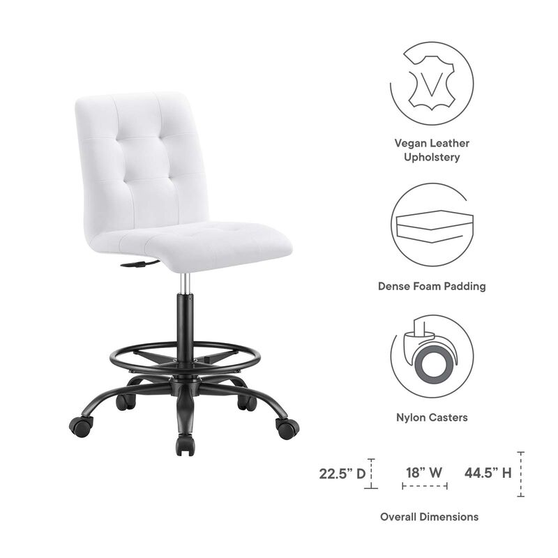 Modway Furniture - Prim Armless Vegan Leather Drafting Chair Black