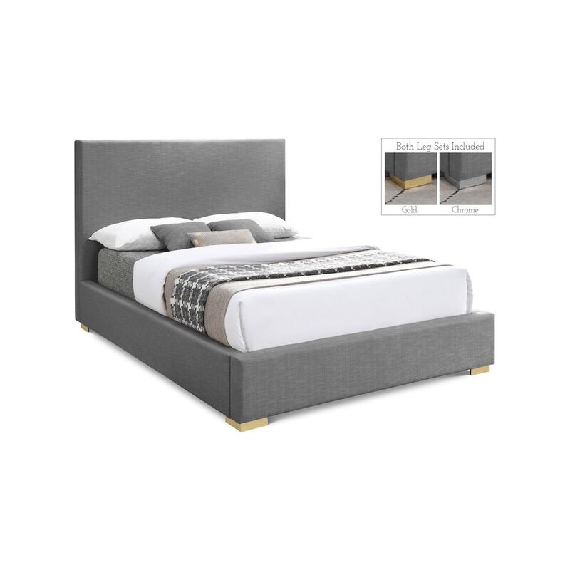 Meridian Furniture Crosby Grey Linen Textured Fabric King Bed