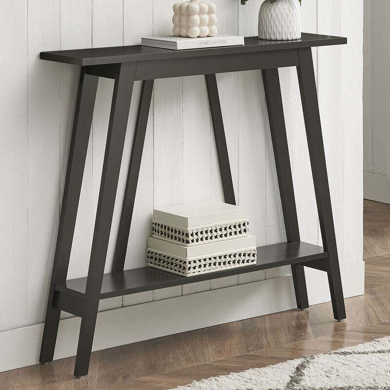 Kings Brand Furniture Conway Console Table Functional Narrow Wood Accent Entryway Table with Storage Shelf image number 2